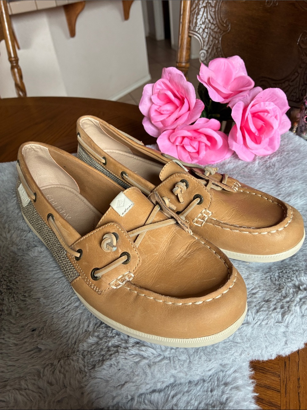 Sperry Tan Leather Moccasin Boat Shoes